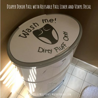 diaper dekor pail with vinyl decal